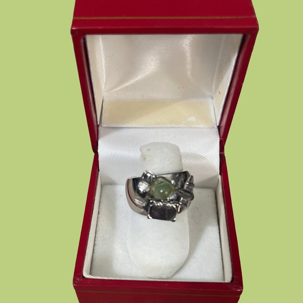 Custom Made “It’s A Mad Mad Mad Mad World” Silver Ring With Windshield Glass